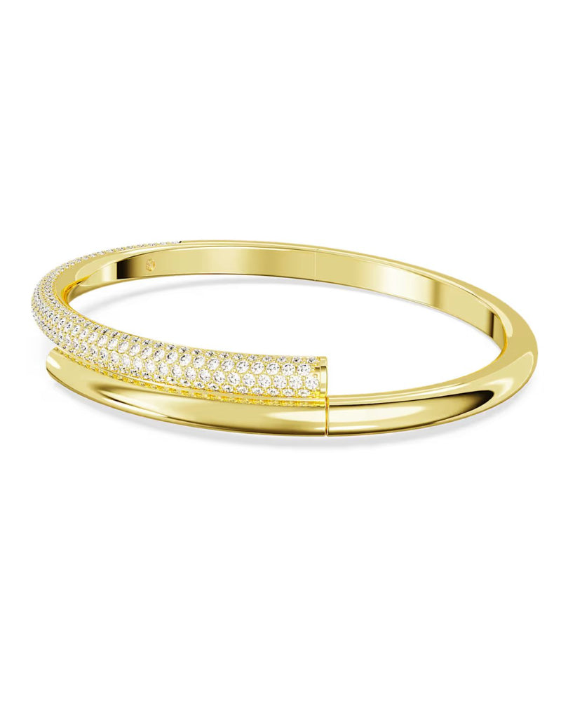 Dextera bangle Magnetic closure, White, Gold-tone plated