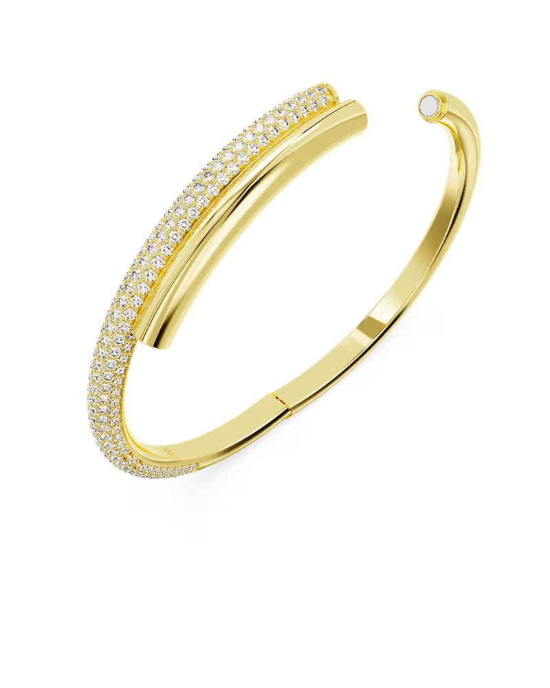 Dextera bangle Magnetic closure, White, Gold-tone plated