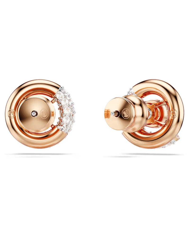 Dextera stud earrings Round cut, White, Rose gold-tone plated