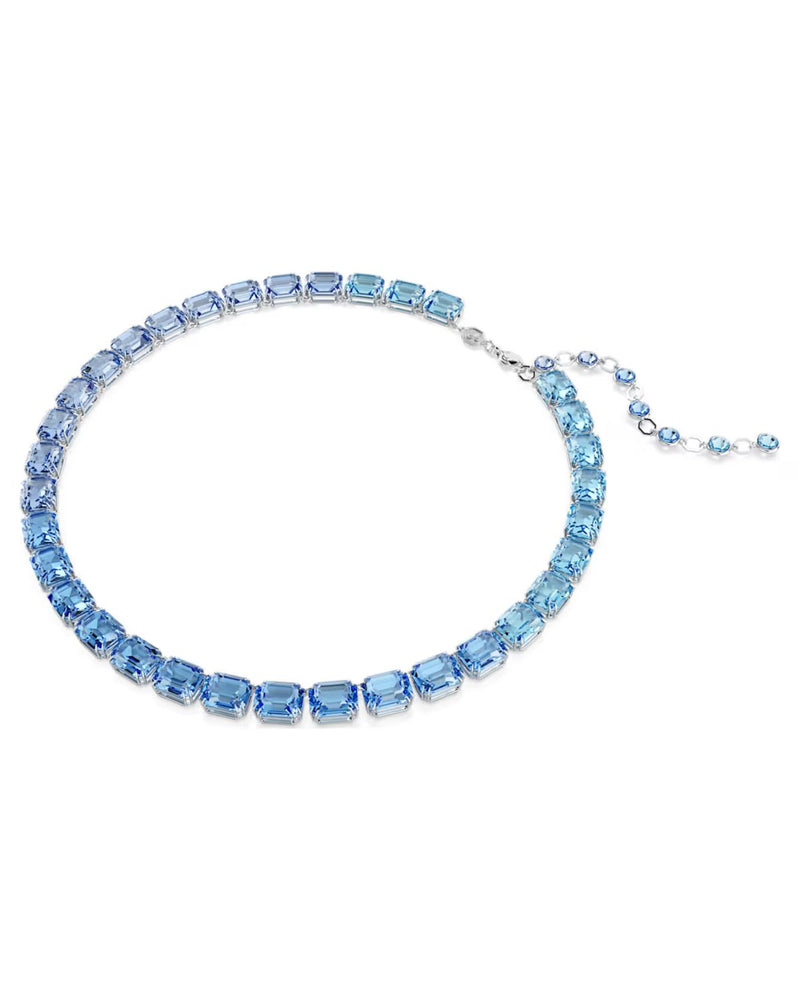 Millenia Tennis necklace Octagon cut, Colour gradient, Blue, Rhodium plated
