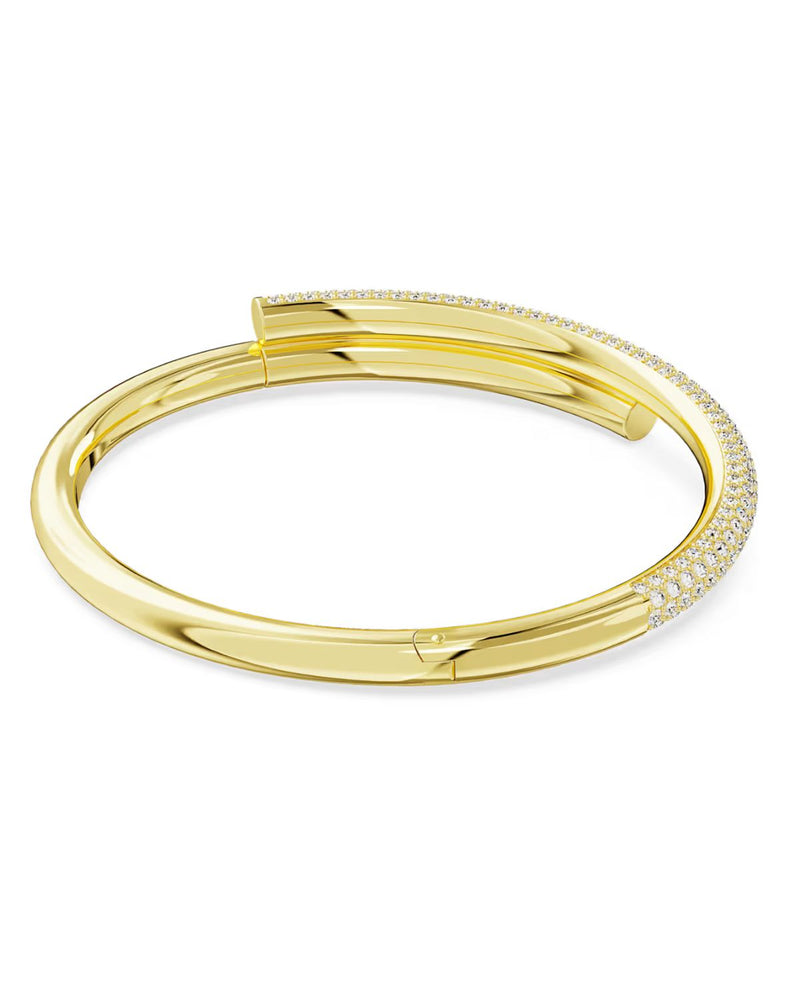 Dextera bangle Magnetic closure, White, Gold-tone plated
