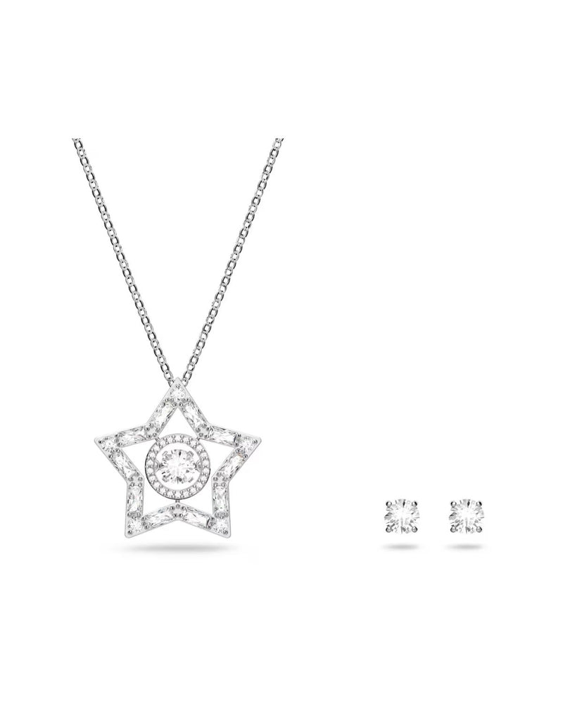 Stella set Mixed cuts, Star, White, Rhodium plated