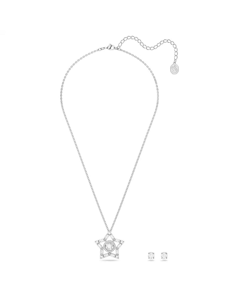 Stella set Mixed cuts, Star, White, Rhodium plated