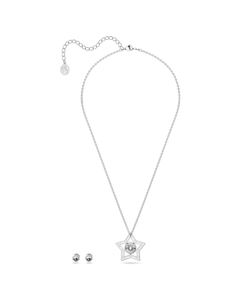 Stella set Mixed cuts, Star, White, Rhodium plated