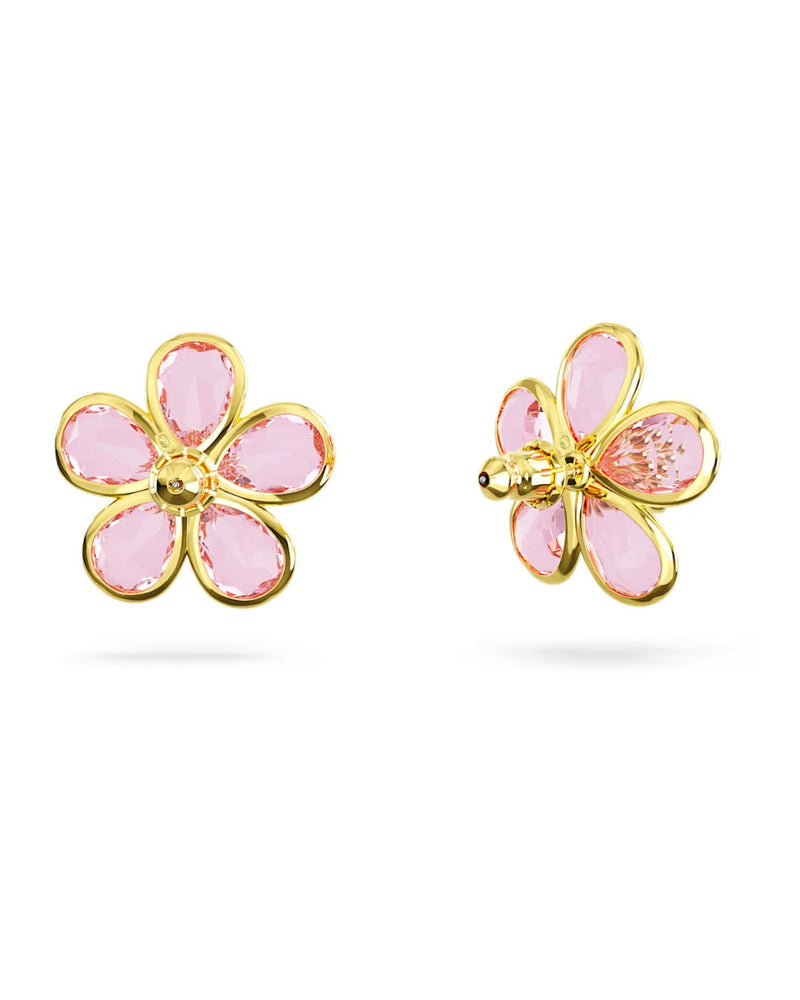 Florere stud earrings Flower, Pink, Gold-tone plated