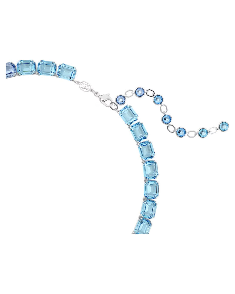 Millenia Tennis necklace Octagon cut, Colour gradient, Blue, Rhodium plated