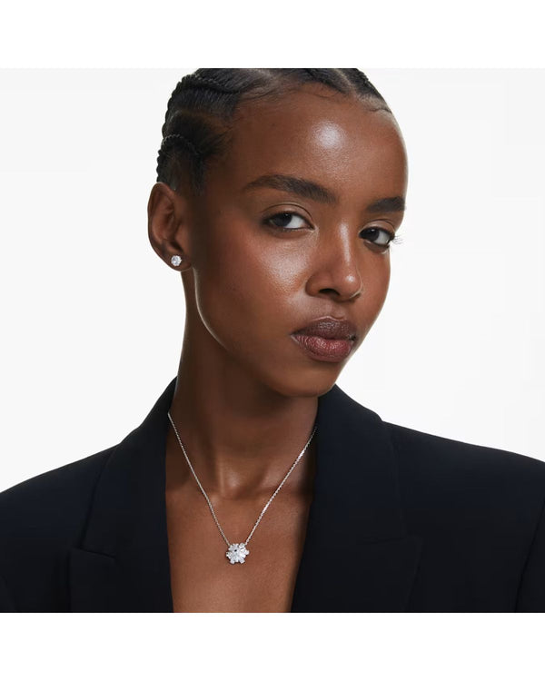 Idyllia set Mixed cuts, Snowflake, White, Rhodium plated