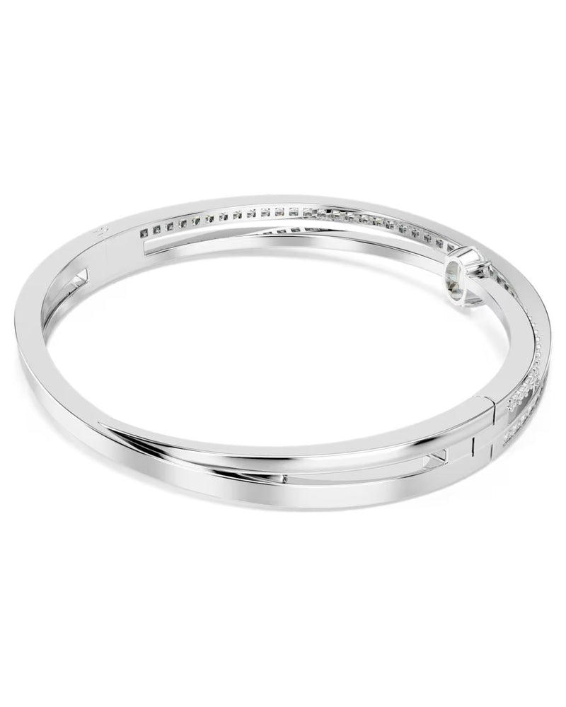 Hyperbola bangle Mixed cuts, White, Rhodium plated