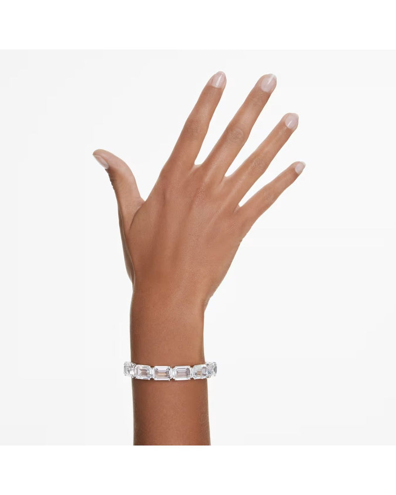 Millenia bangle Octagon cut, White, Rhodium plated