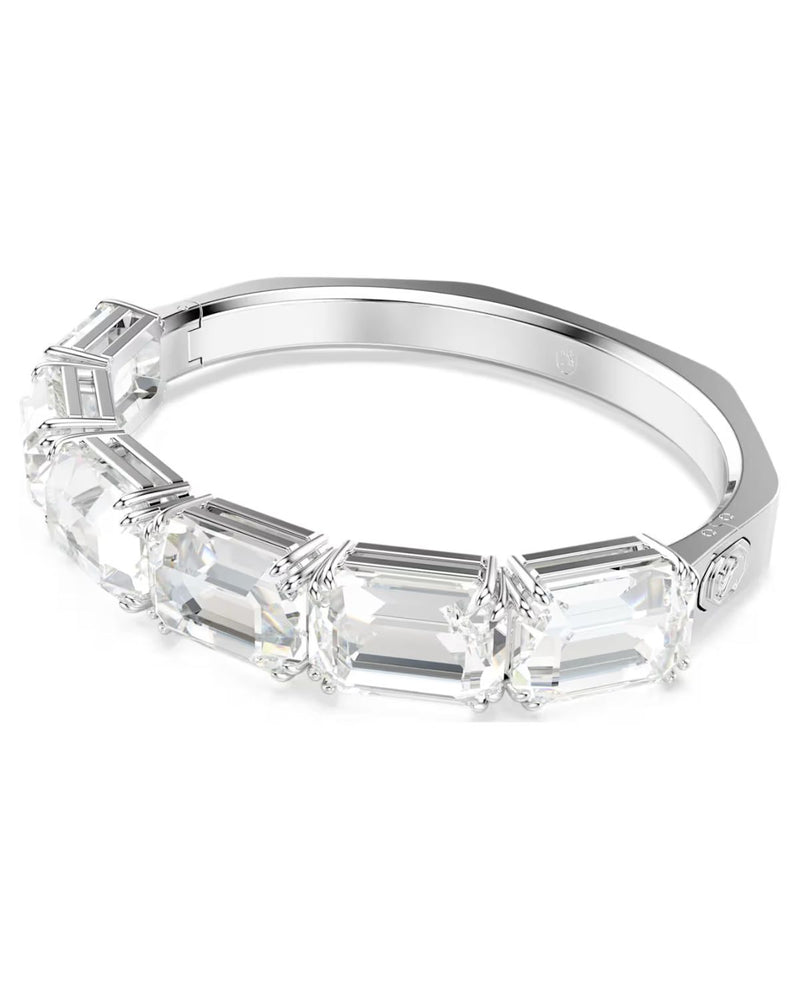 Millenia bangle Octagon cut, White, Rhodium plated