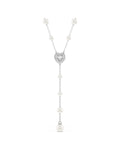 Ariana Grande x Swarovski Y necklace Mixed cuts, Crystal pearl, Heart, White, Rhodium plated 5720855