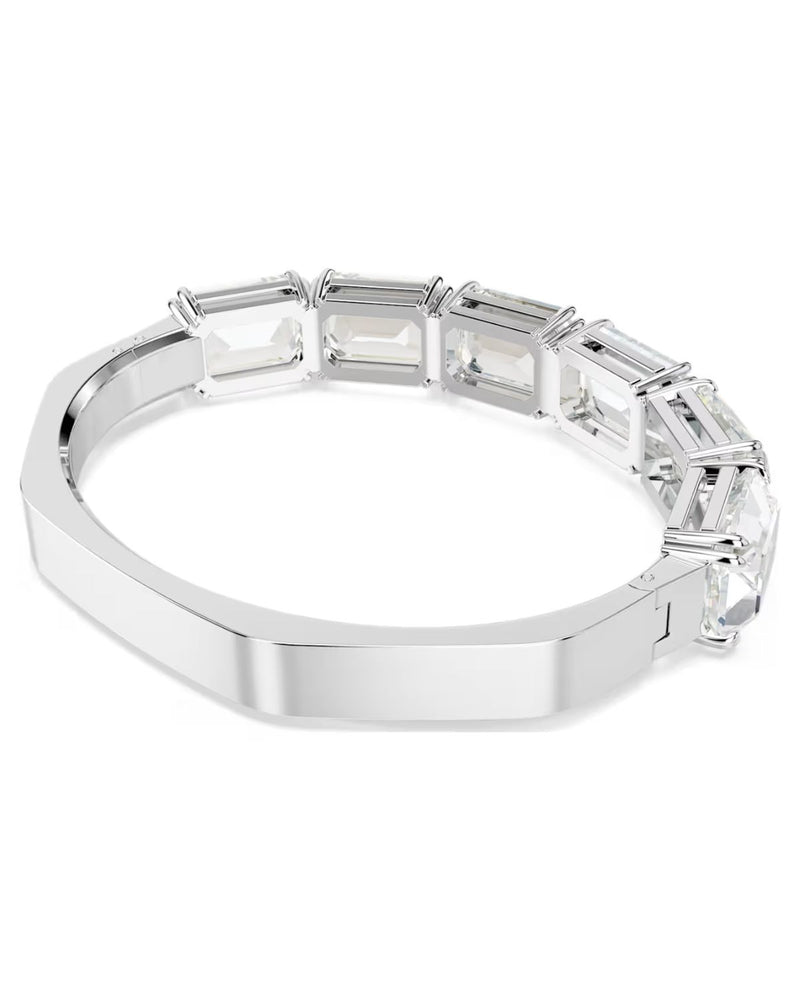 Millenia bangle Octagon cut, White, Rhodium plated