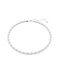 Matrix Tennis necklace Crystal pearl, Round cut, White, Rhodium plated 5689623