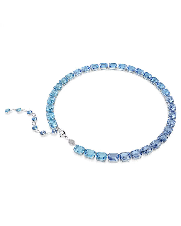 Millenia Tennis necklace Octagon cut, Colour gradient, Blue, Rhodium plated