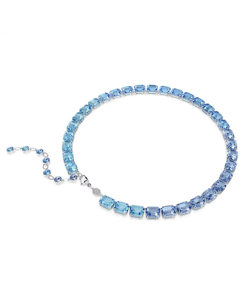 Millenia Tennis necklace Octagon cut, Colour gradient, Blue, Rhodium plated