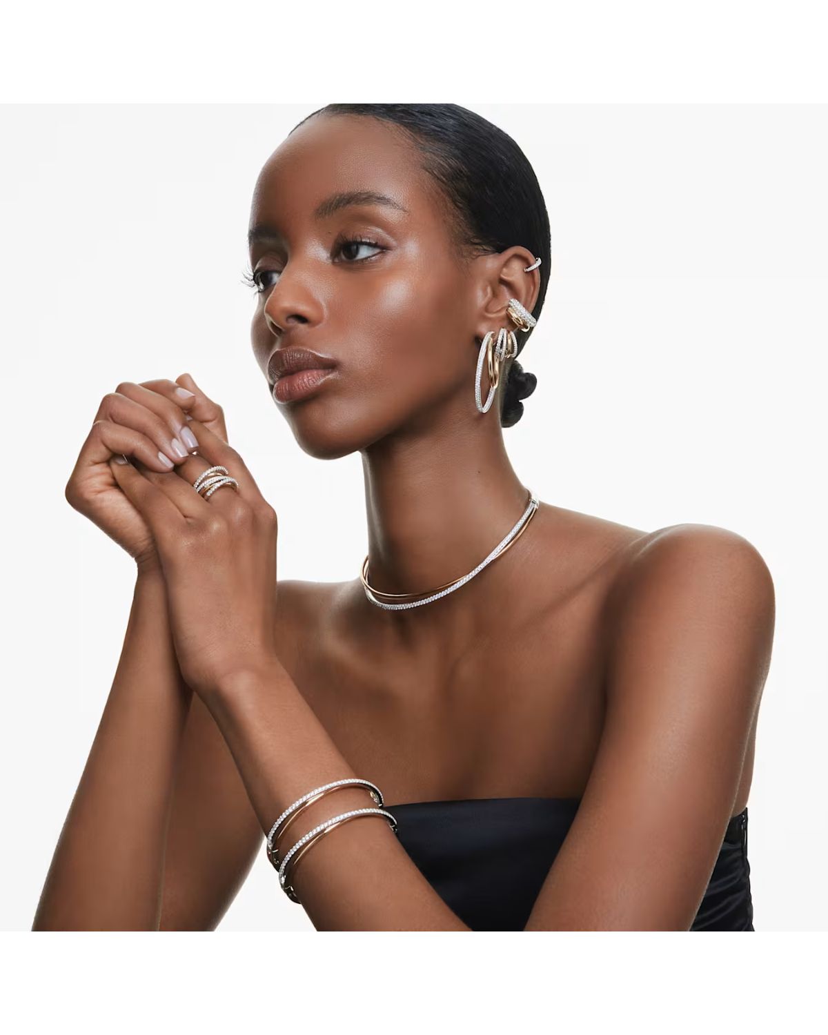 Hyperbola choker Round cut, White, Mixed metal finish 5702408