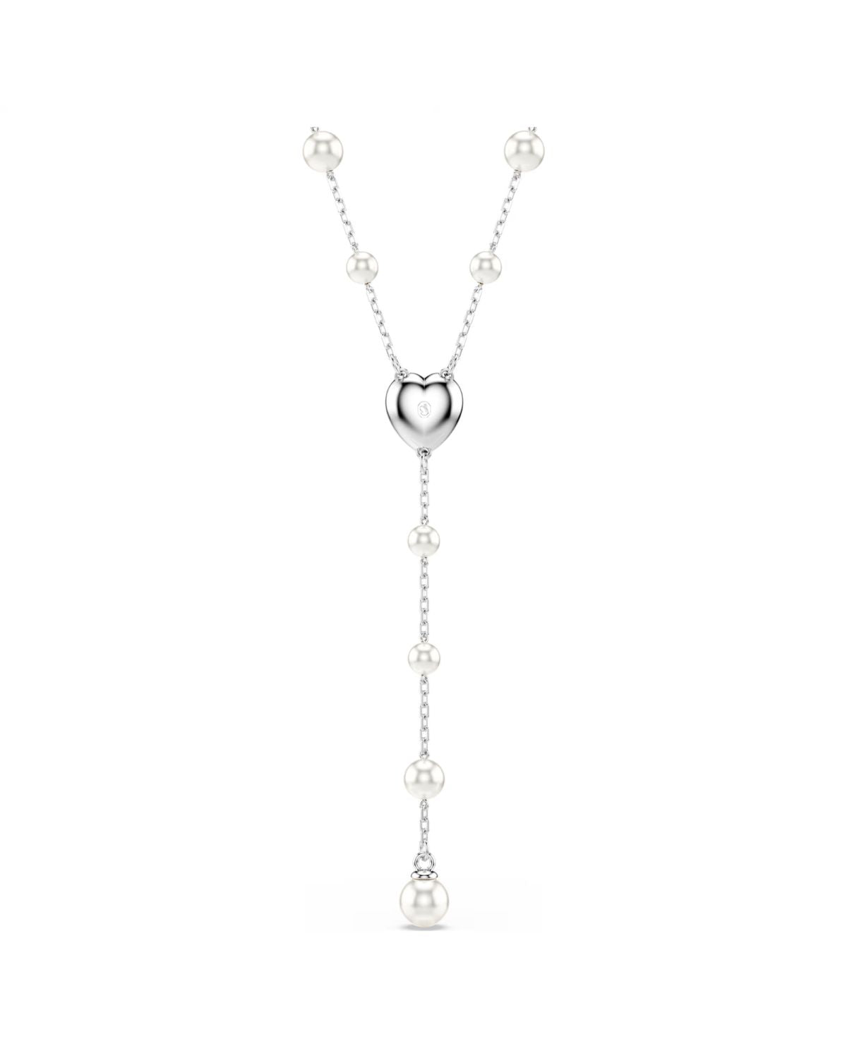 Ariana Grande x Swarovski Y necklace Mixed cuts, Crystal pearl, Heart, White, Rhodium plated 5720855