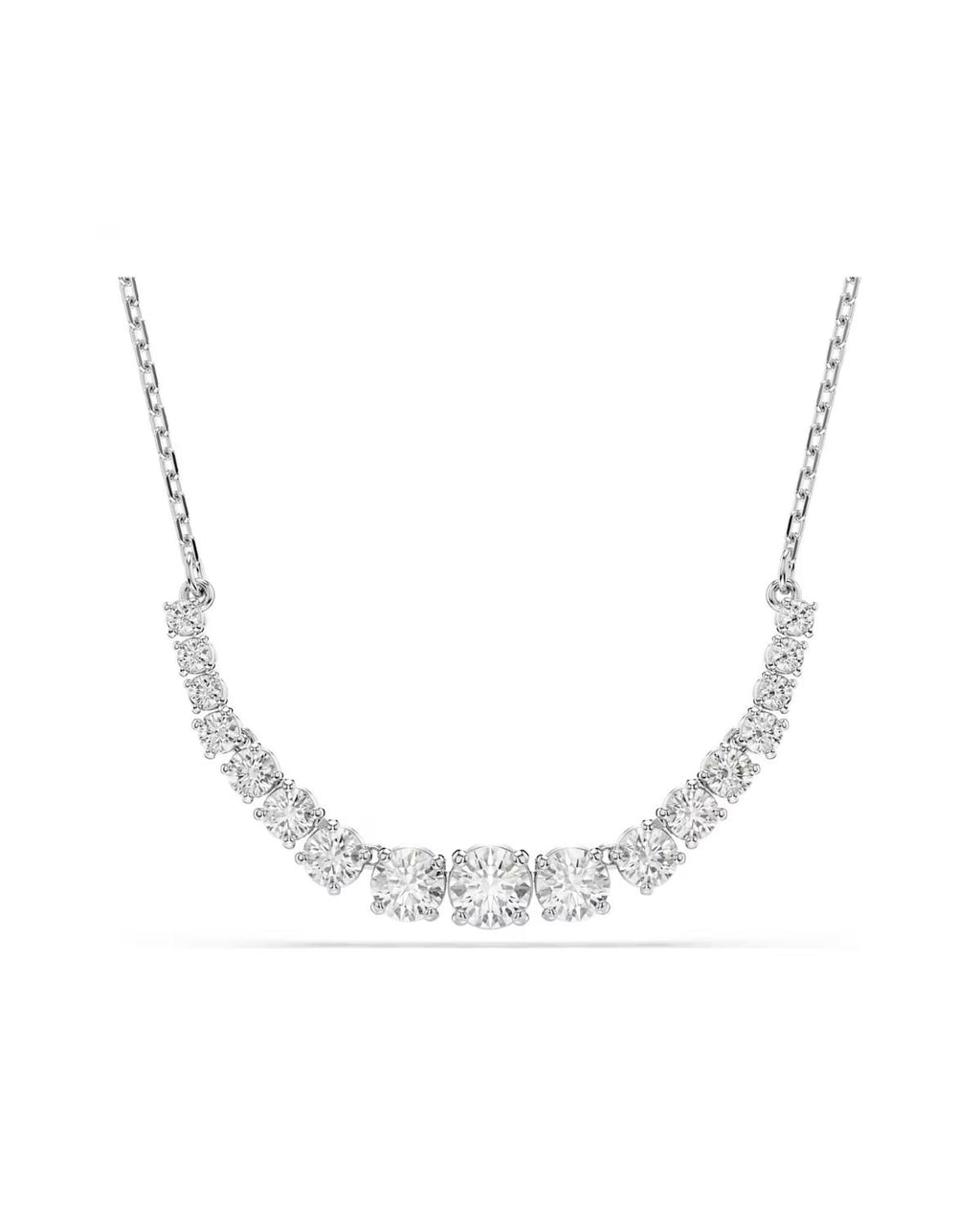 Matrix necklace Gradient of round cuts, White, Rhodium plated 5705396