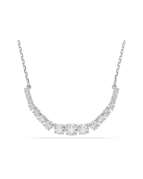 Matrix necklace Gradient of round cuts, White, Rhodium plated