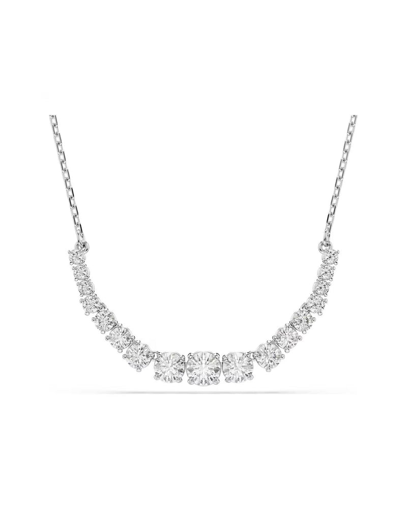Matrix necklace Gradient of round cuts, White, Rhodium plated