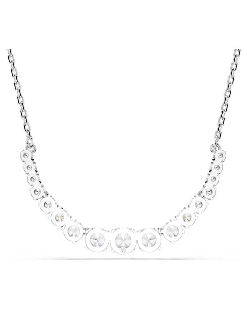 Matrix necklace Gradient of round cuts, White, Rhodium plated