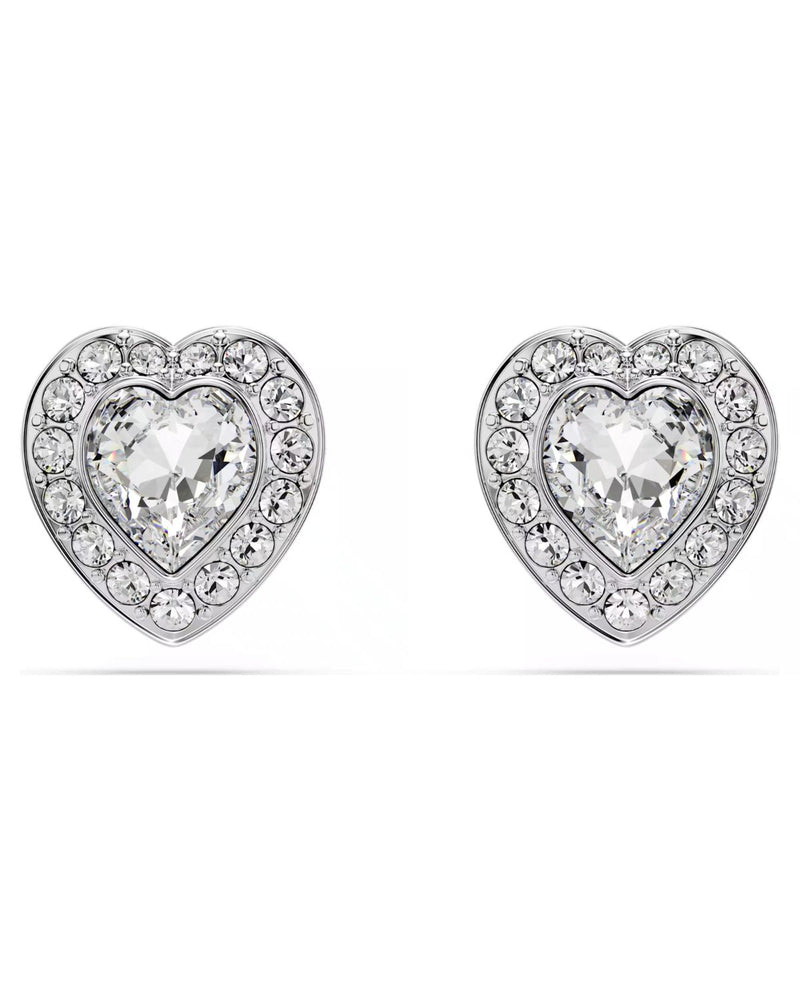 Ariana Grande x Swarovski stud earrings Mixed cuts, Heart, White, Rhodium plated