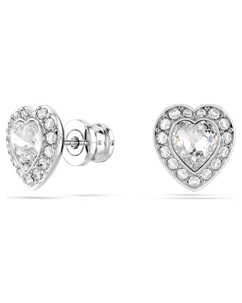 Ariana Grande x Swarovski stud earrings Mixed cuts, Heart, White, Rhodium plated