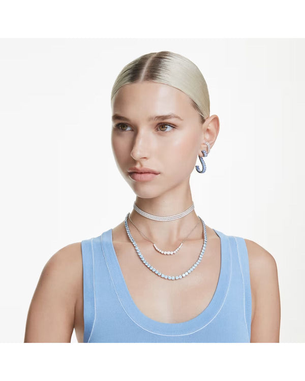 Matrix necklace Gradient of round cuts, White, Rhodium plated