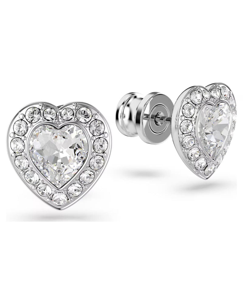 Ariana Grande x Swarovski stud earrings Mixed cuts, Heart, White, Rhodium plated