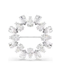 Matrix brooch Pear cut, White, Rhodium plated 5714646