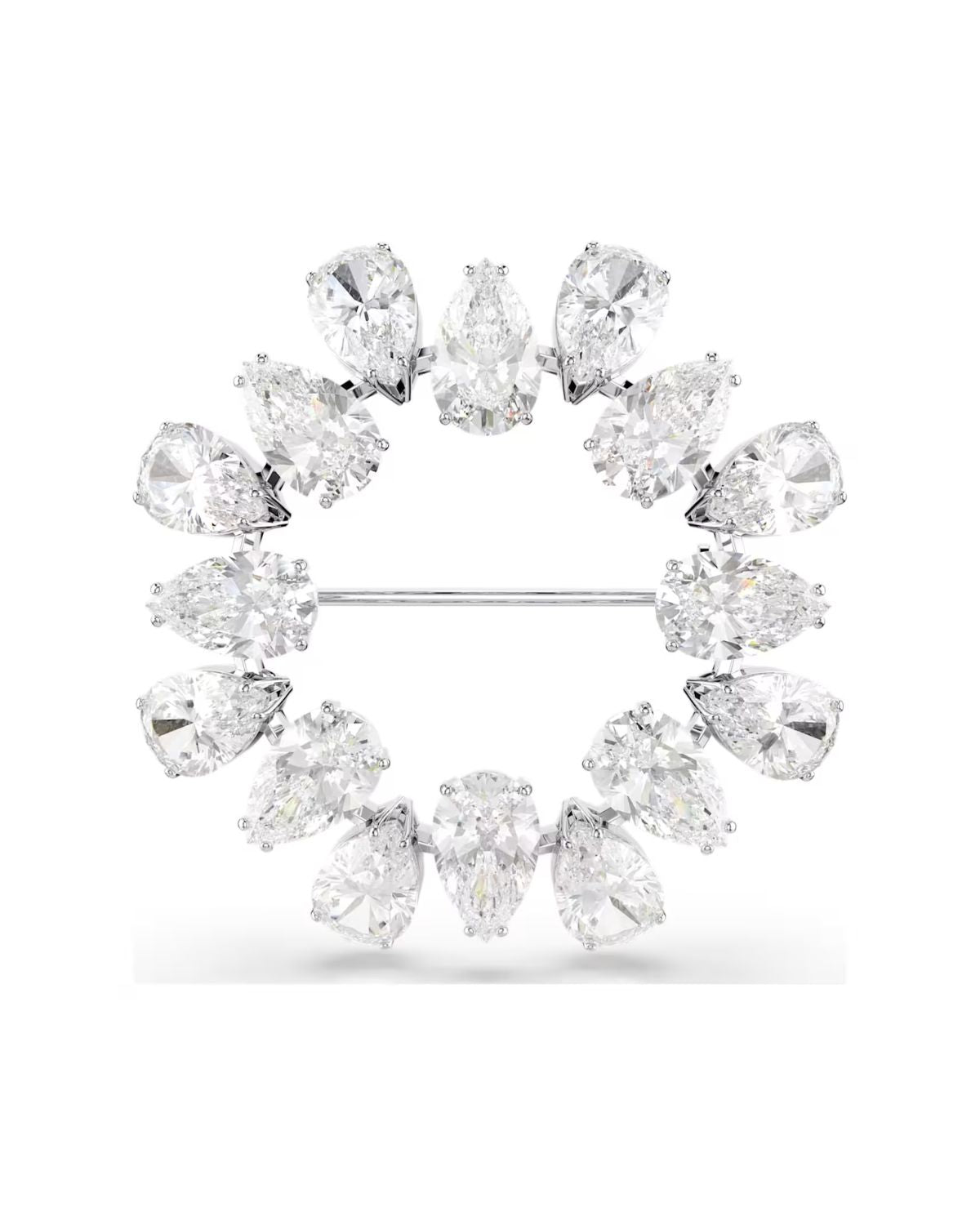 Matrix brooch Pear cut, White, Rhodium plated 5714646
