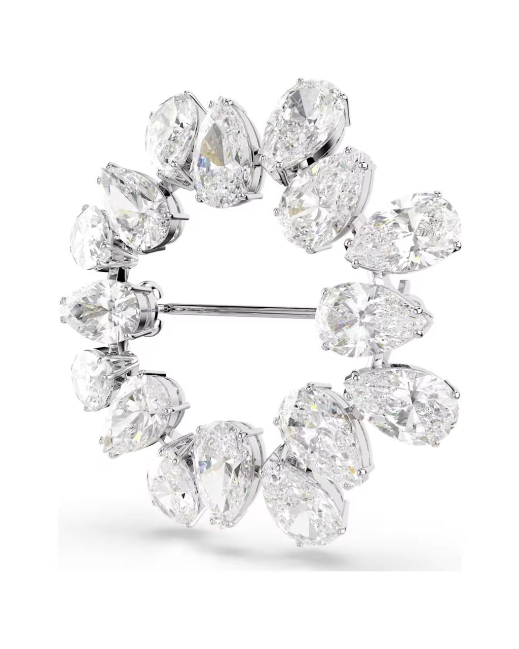 Matrix brooch Pear cut, White, Rhodium plated 5714646