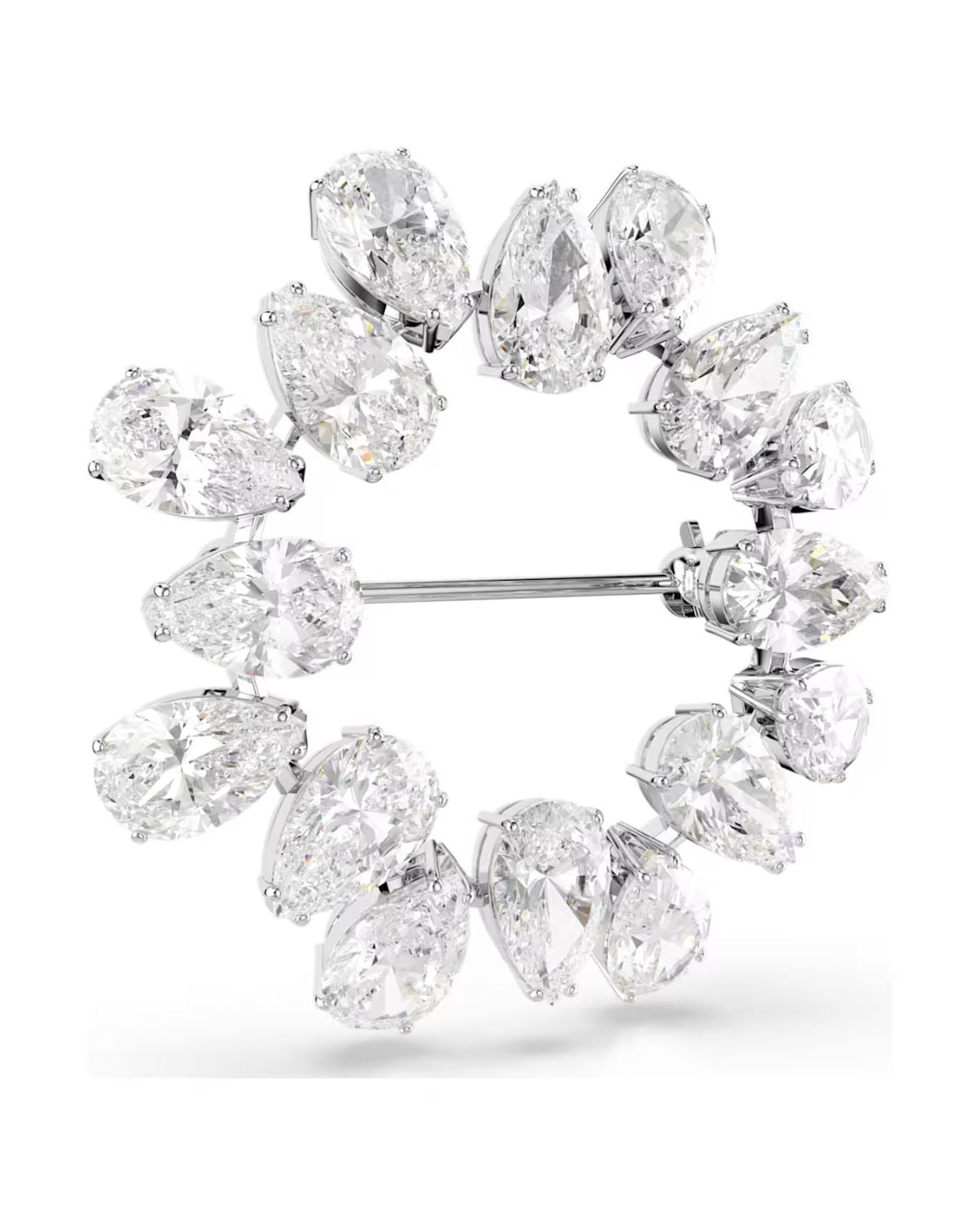 Matrix brooch Pear cut, White, Rhodium plated 5714646