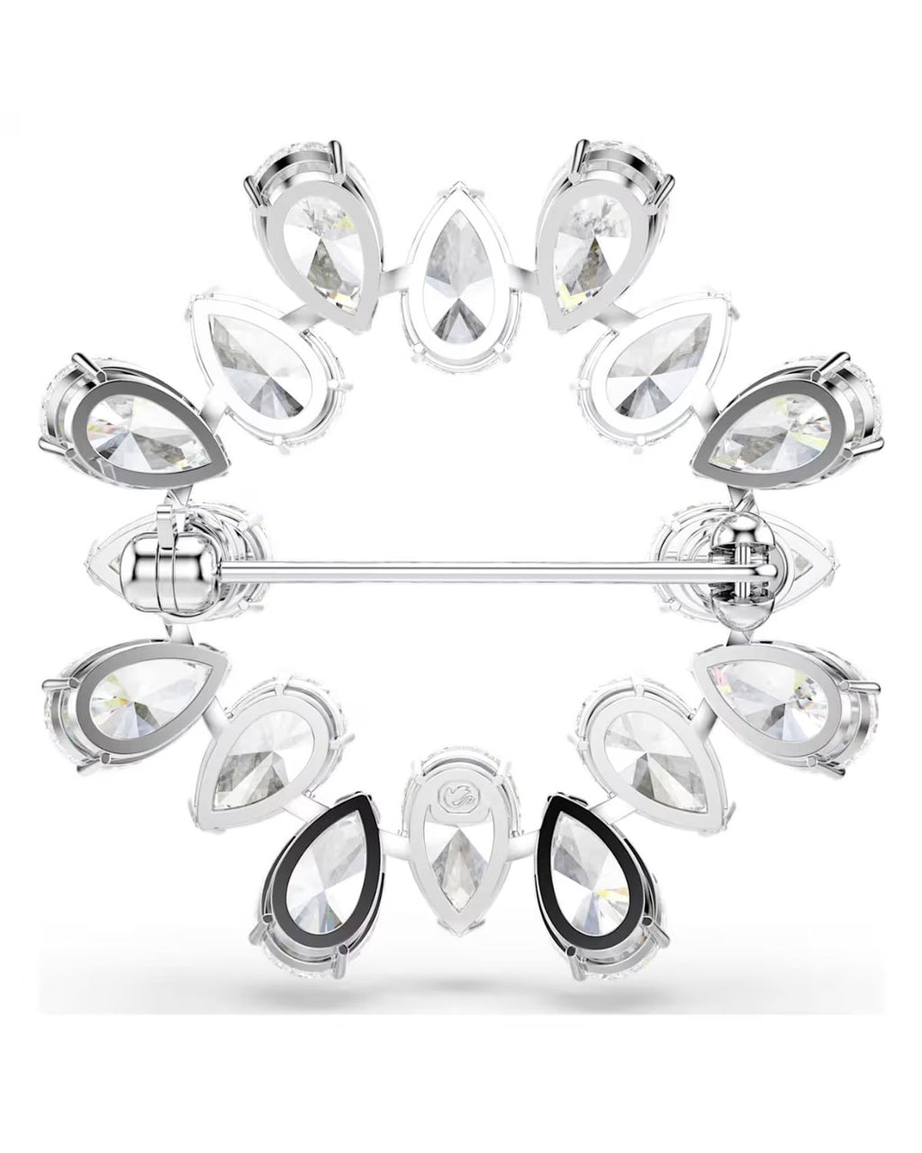 Matrix brooch Pear cut, White, Rhodium plated 5714646