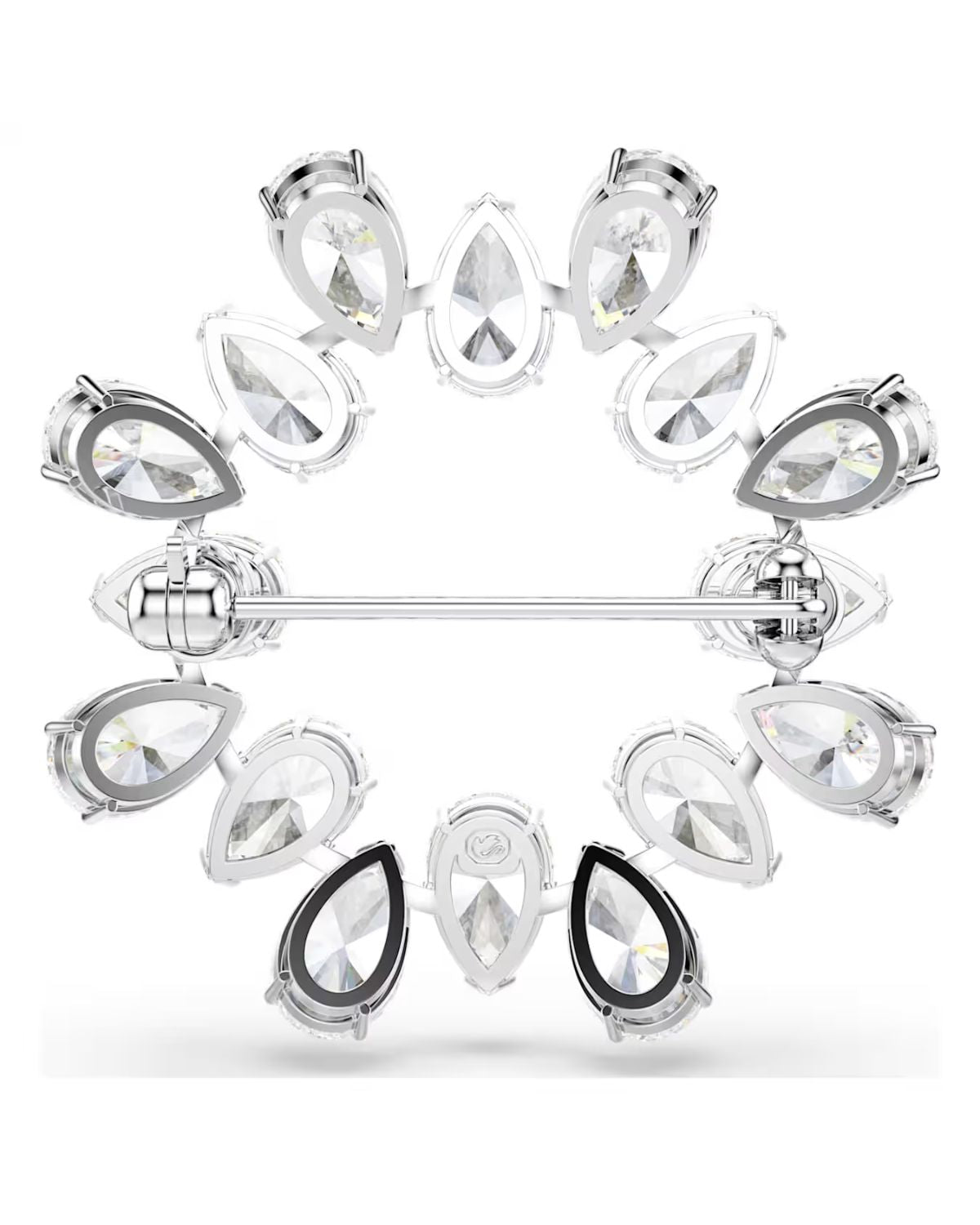 Matrix brooch Pear cut, White, Rhodium plated 5714646