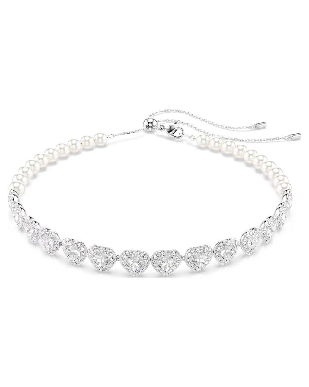 Ariana Grande x Swarovski choker Mixed cuts, Crystal pearl, Heart, White, Rhodium plated 5720861