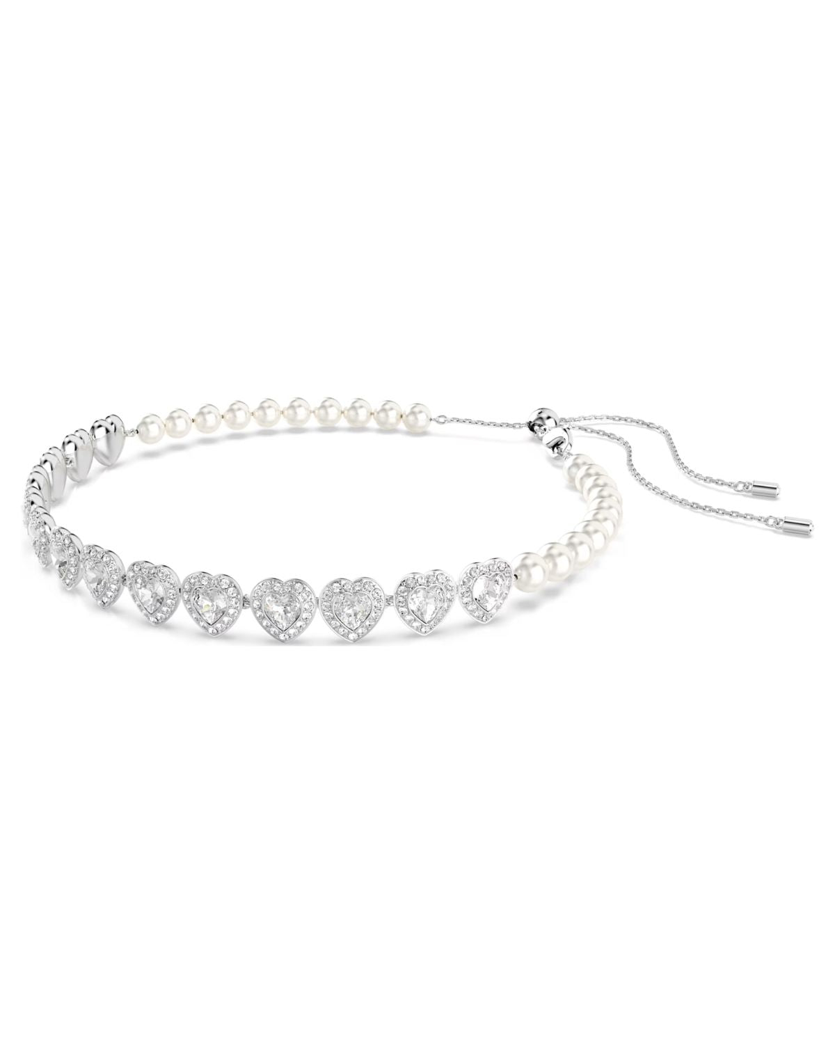 Ariana Grande x Swarovski choker Mixed cuts, Crystal pearl, Heart, White, Rhodium plated 5720861
