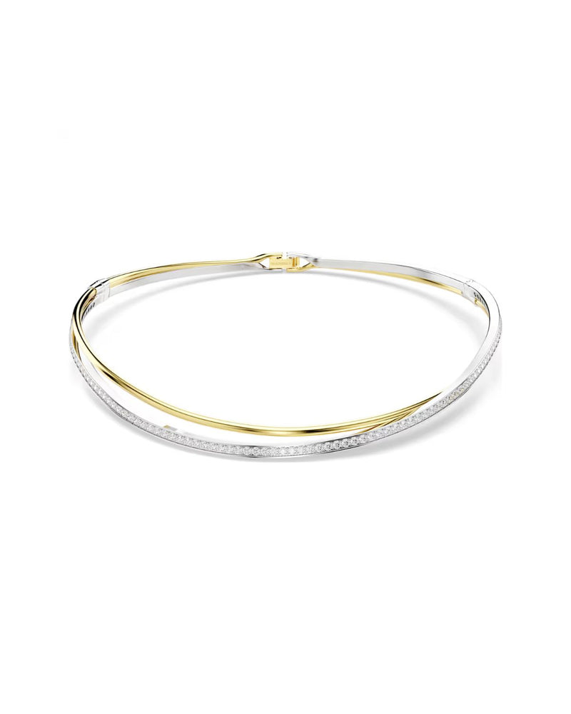 Hyperbola choker Round cut, White, Mixed metal finish