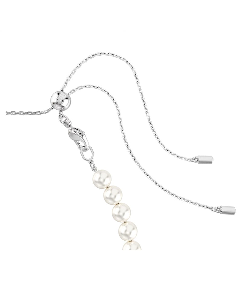 Ariana Grande x Swarovski Tennis choker Mixed cuts, Crystal pearl, Heart, White, Rhodium plated
