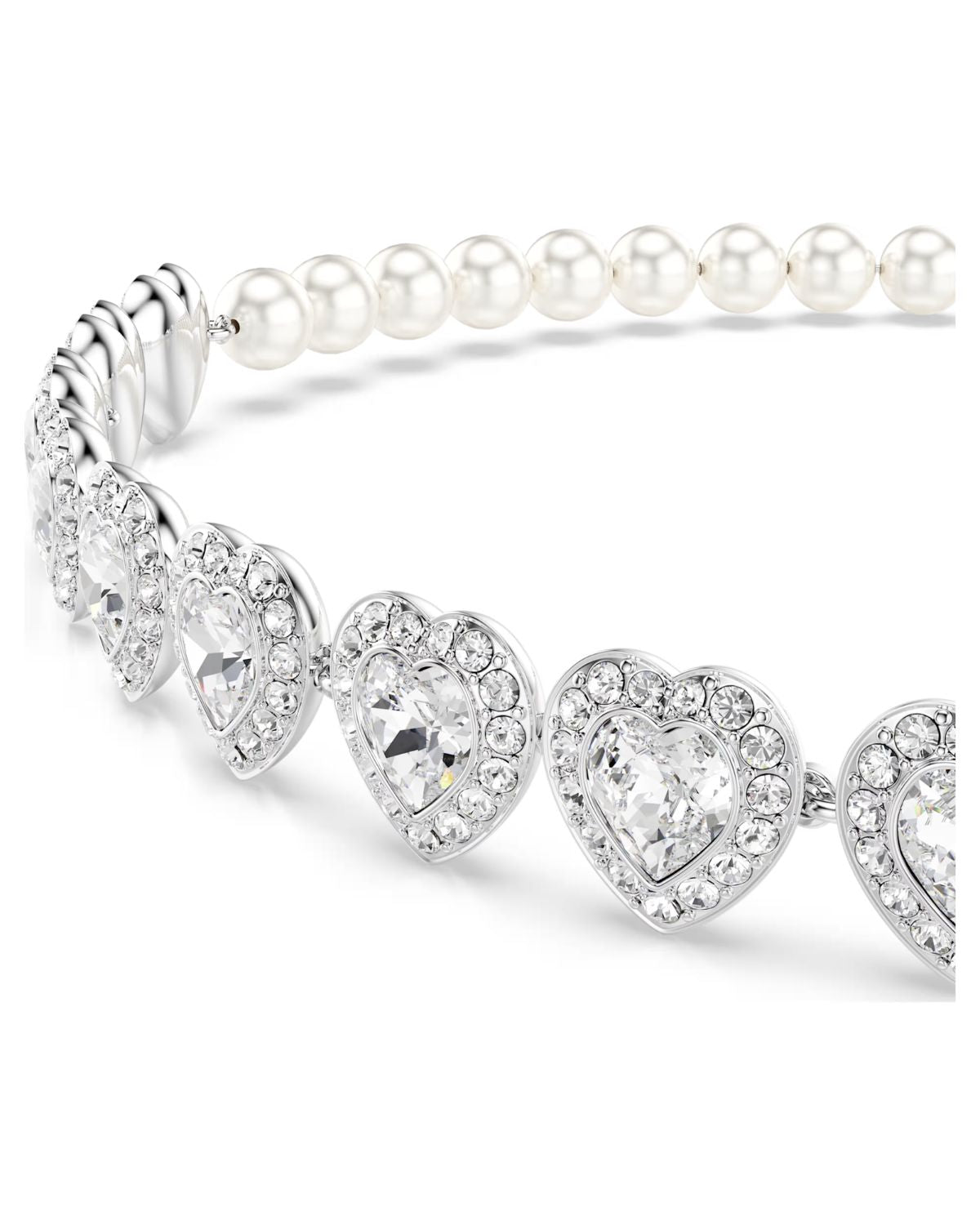 Ariana Grande x Swarovski choker Mixed cuts, Crystal pearl, Heart, White, Rhodium plated 5720861