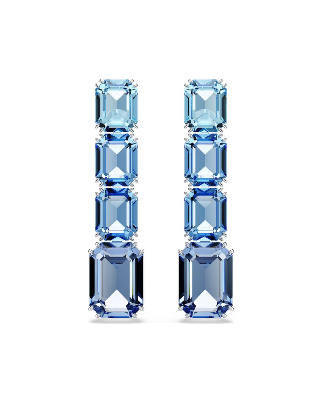 Millenia drop earrings Octagon cut, Colour gradient, Blue, Rhodium plated 5696516