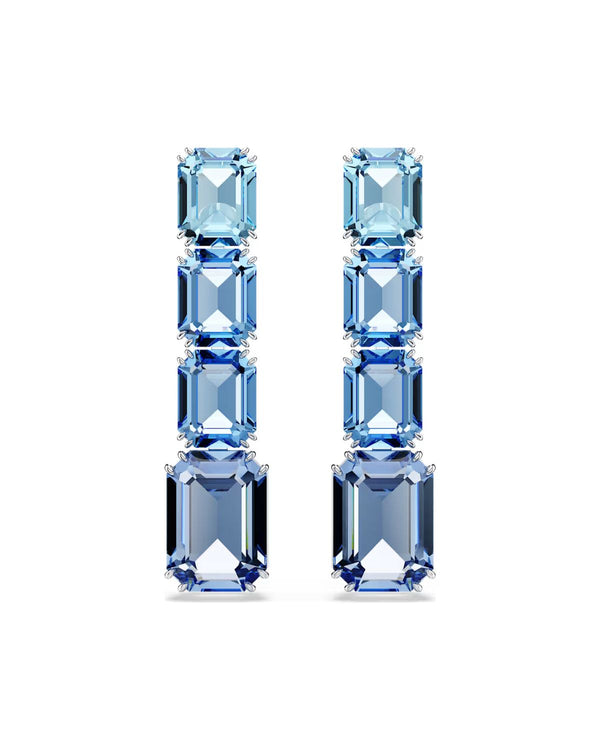 Millenia drop earrings Octagon cut, Colour gradient, Blue, Rhodium plated