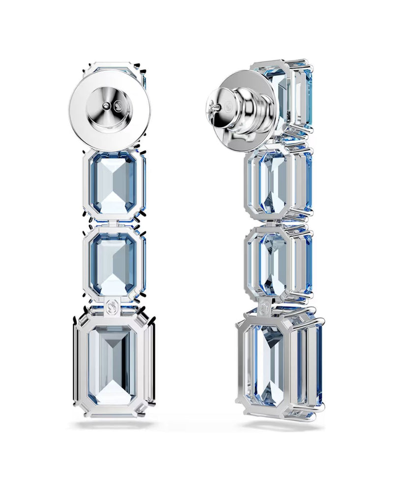 Millenia drop earrings Octagon cut, Colour gradient, Blue, Rhodium plated