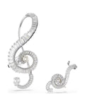 Ariana Grande x Swarovski clip earrings Asymmetrical design, Crystal pearl, Baguette cut, White, Rhodium plated 5720866