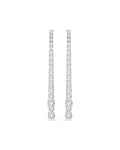 Matrix drop earrings Gradient of round cuts, White, Rhodium plated 5709257