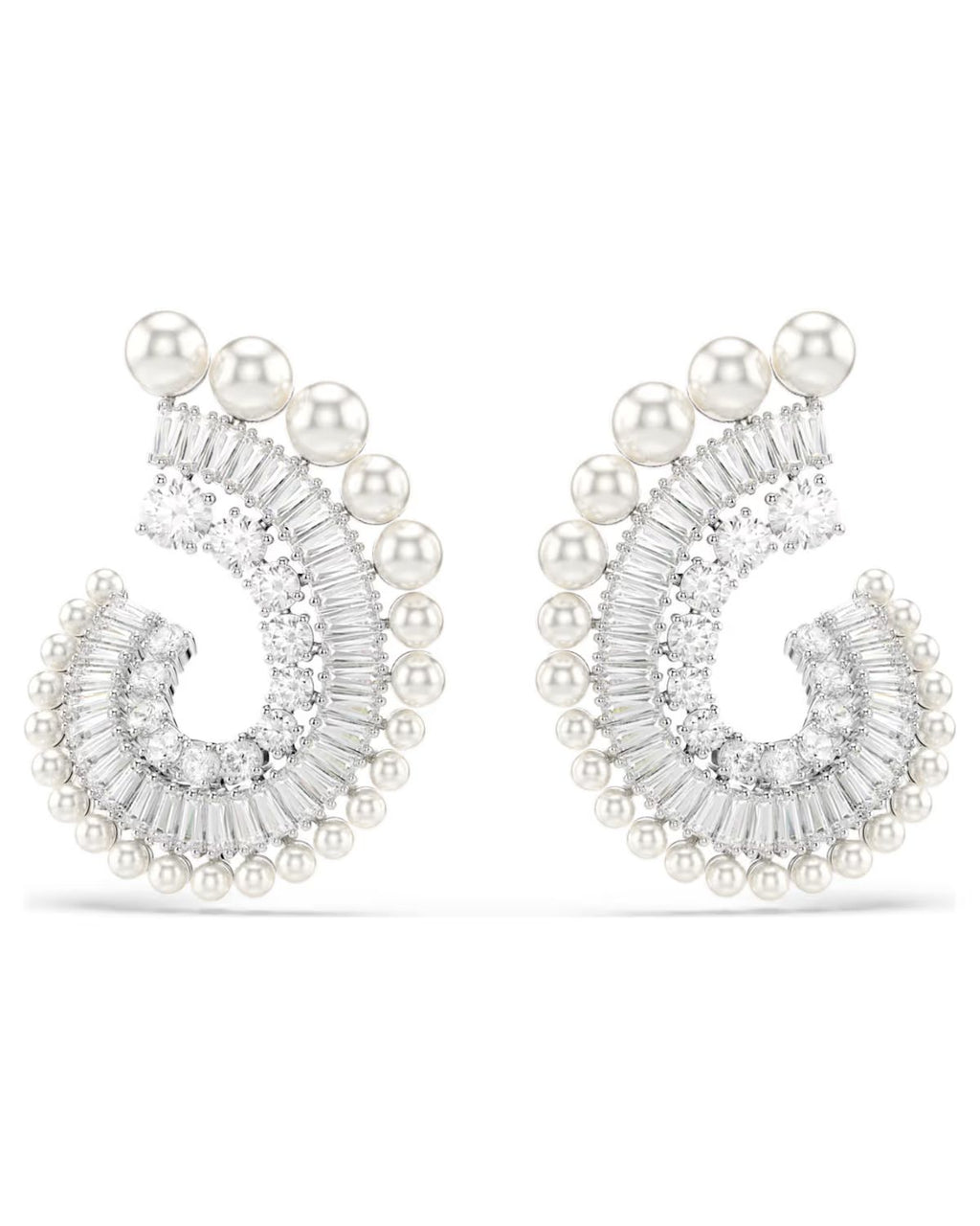 Ariana Grande x Swarovski drop earrings Crystal pearl, Mixed cuts, White, Rhodium plated 5720869