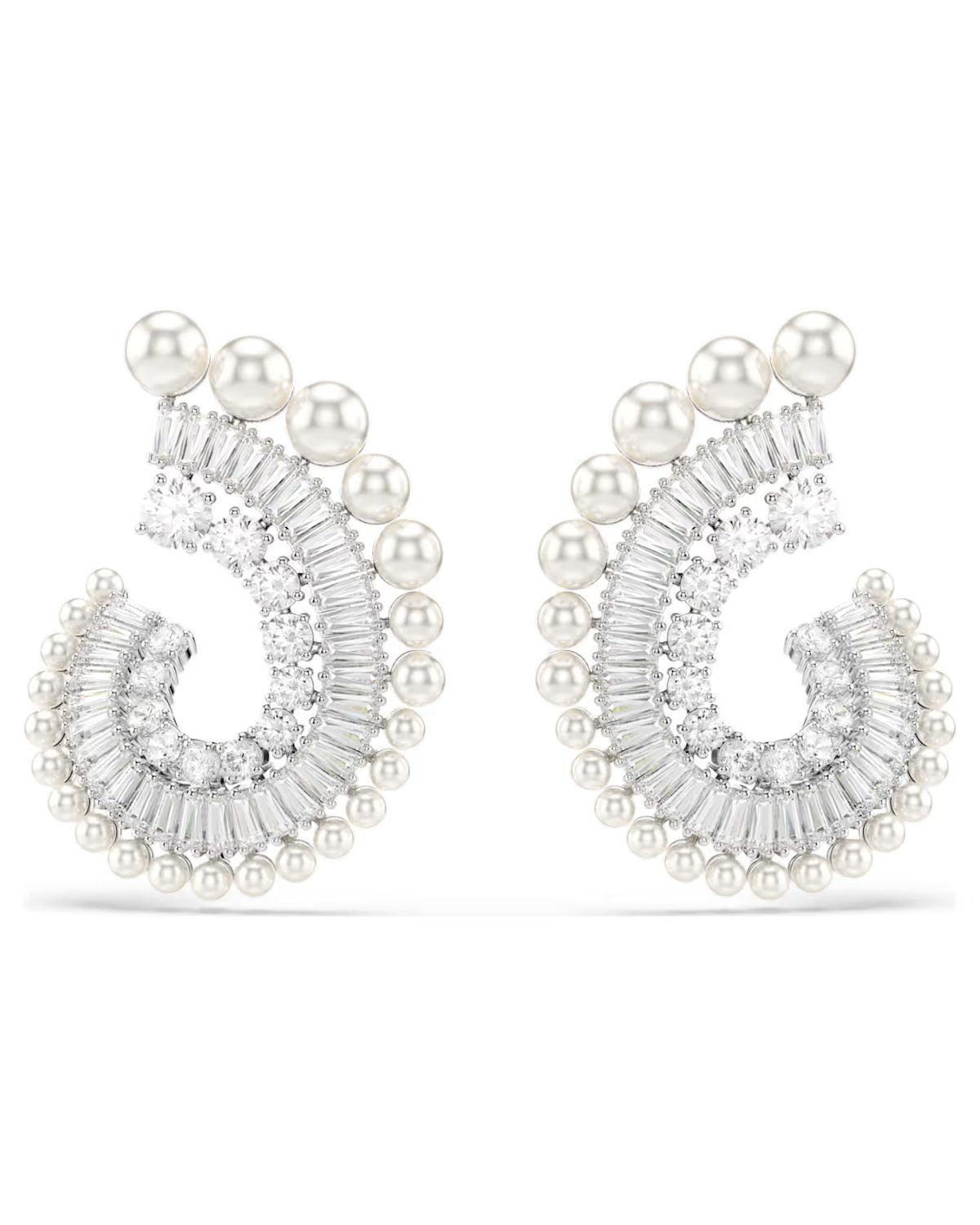 Ariana Grande x Swarovski drop earrings Crystal pearl, Mixed cuts, White, Rhodium plated 5720869