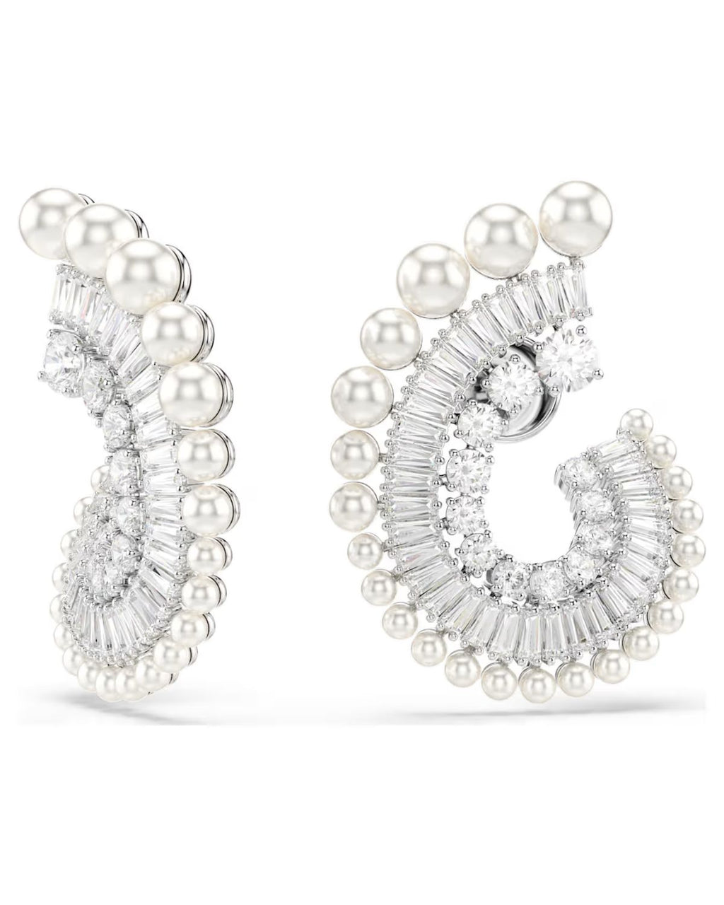 Ariana Grande x Swarovski drop earrings Crystal pearl, Mixed cuts, White, Rhodium plated 5720869