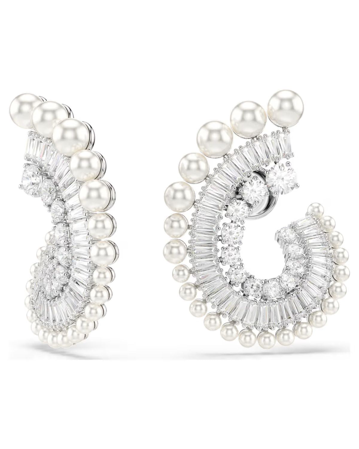 Ariana Grande x Swarovski drop earrings Crystal pearl, Mixed cuts, White, Rhodium plated 5720869