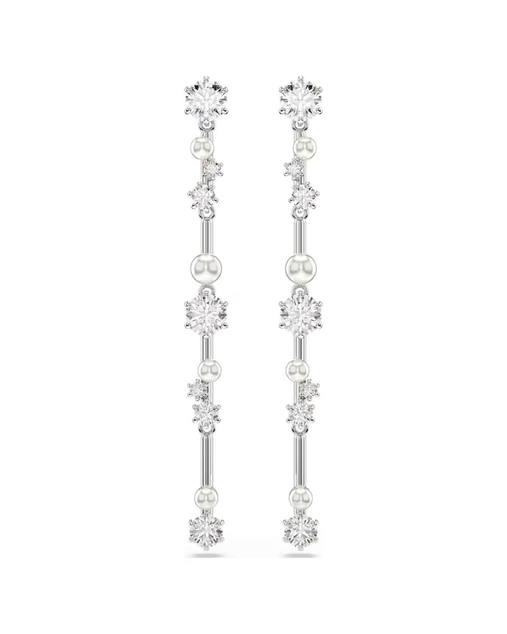 Constella drop earrings Crystal pearl, Round cuts, White, Rhodium plated 5705614